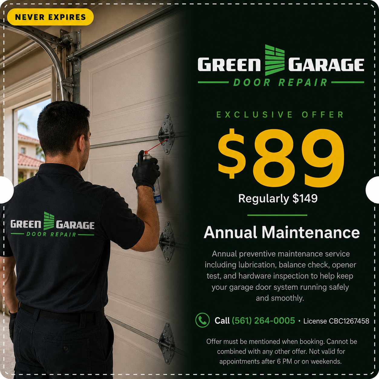$89 Annual Maintenance coupon — code TUNEUP89, never expires