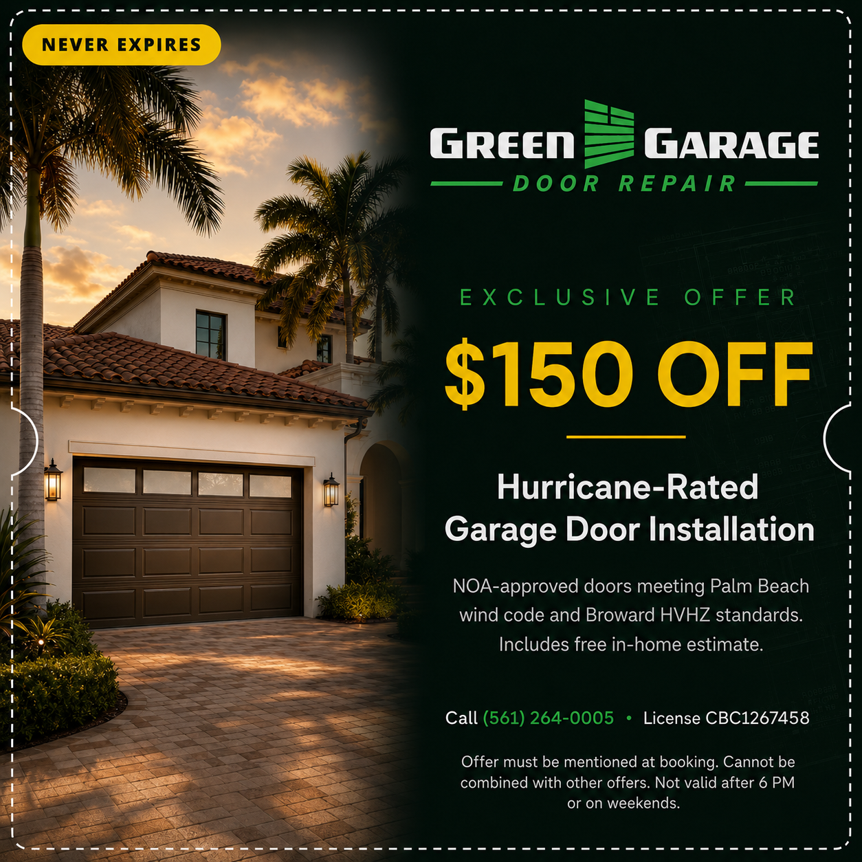 $150 OFF New Door Install coupon — code NEWDOOR150, never expires