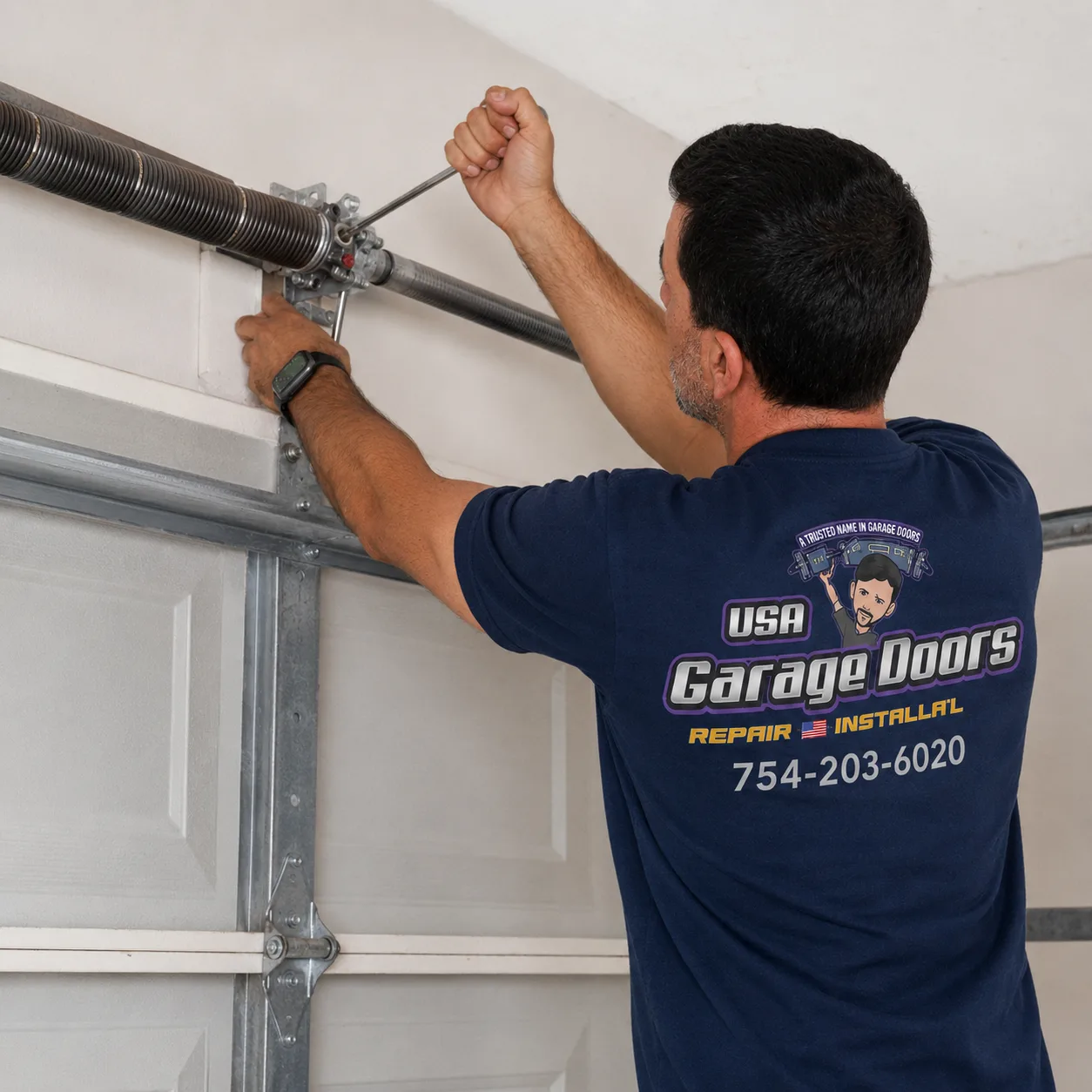 Replaced broken torsion spring on a Delray Beach garage door